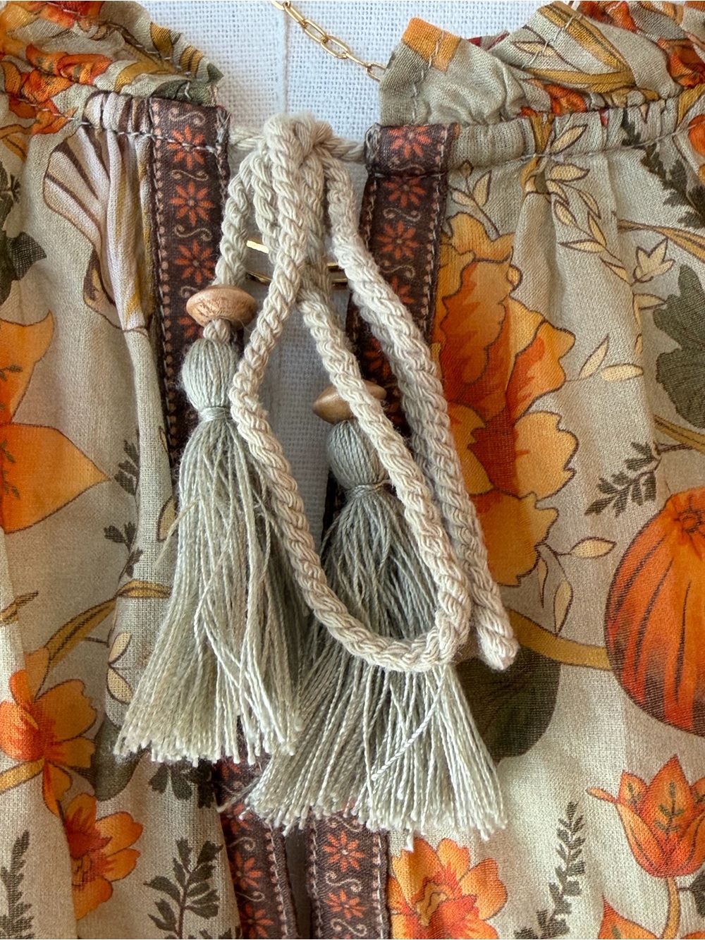 147~ Spell & The Gypsy Collective Boho Floral Peasant Top - Orange Floral Large - Picture 7 of 14